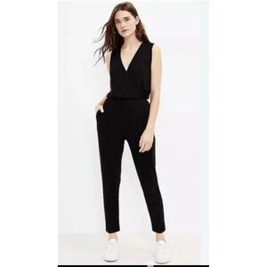 Lou & Grey Jumpsuit Signature Soft Womens XS Stretchy Gray Pockets Plunge Neck
